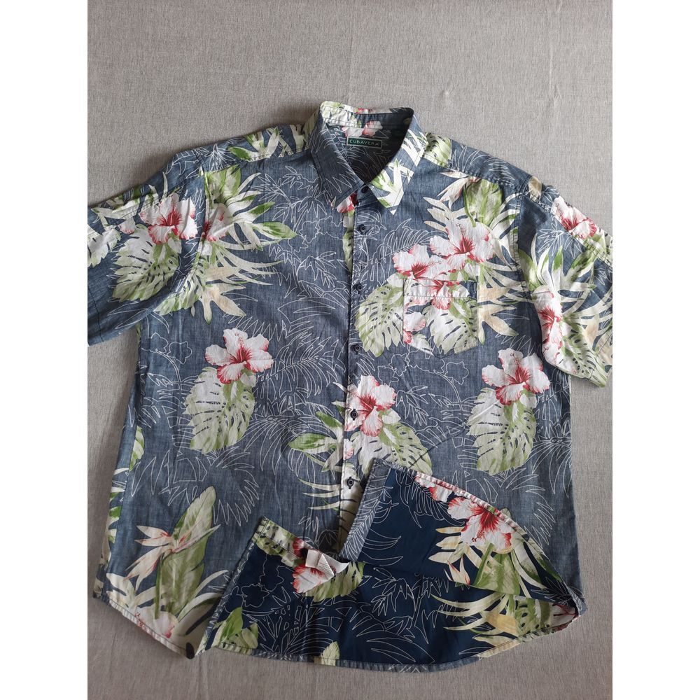 Cubavera Men XXL Paisley Floral Double Sided Fabric Multi Color Button's Shirt